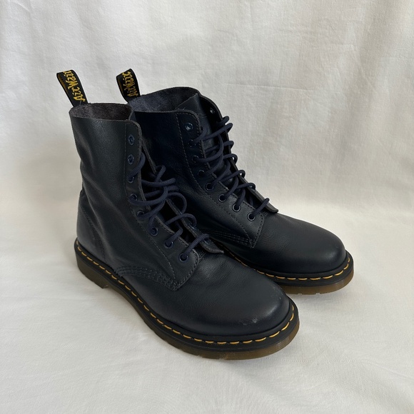 Dr. Martens Pascal Leather Boots, Navy Blue, Like New, Size 10 - Picture 1 of 13